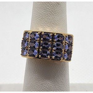 14K YELLOW GOLD & TANZANITE RING  SIZE 5.5